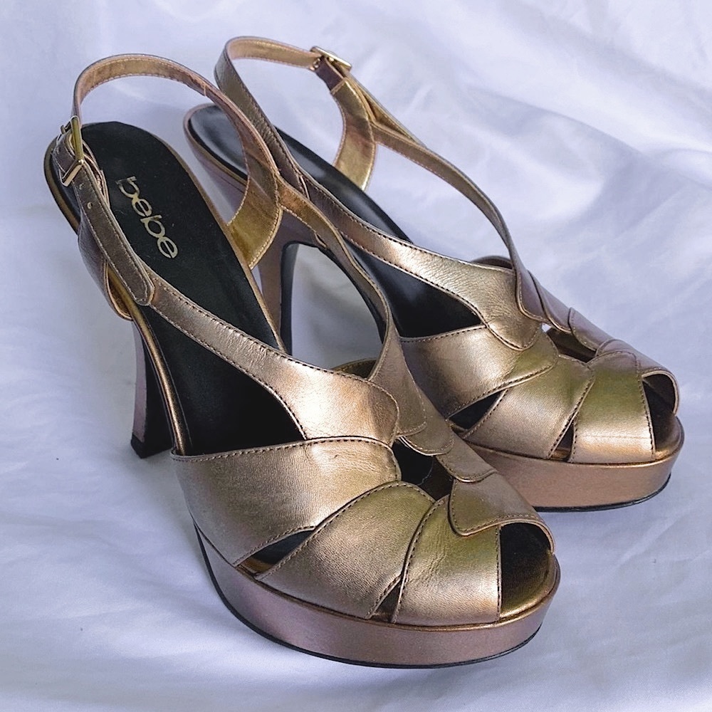 Bebe Metallic Heels